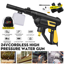 Load image into Gallery viewer, 24V 1/4&quot; High Pressure Car Washer Electric Water Spray Guns Cordless Cleaning with Nozzle Hose Lance Wand Rechargeable Battery
