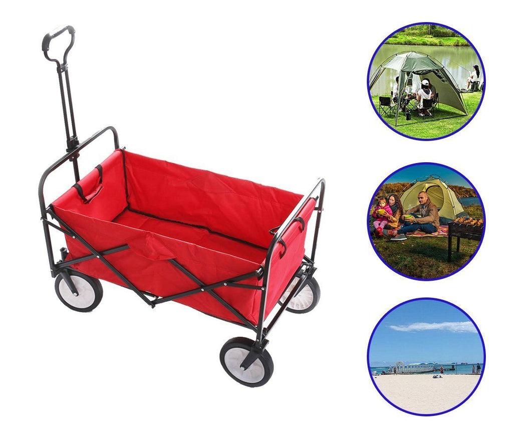 Outdoor Utility Wagon Folding Collapsible Garden Beach Shopping Camping Cart With Storage Basket Garden Trolley Carts